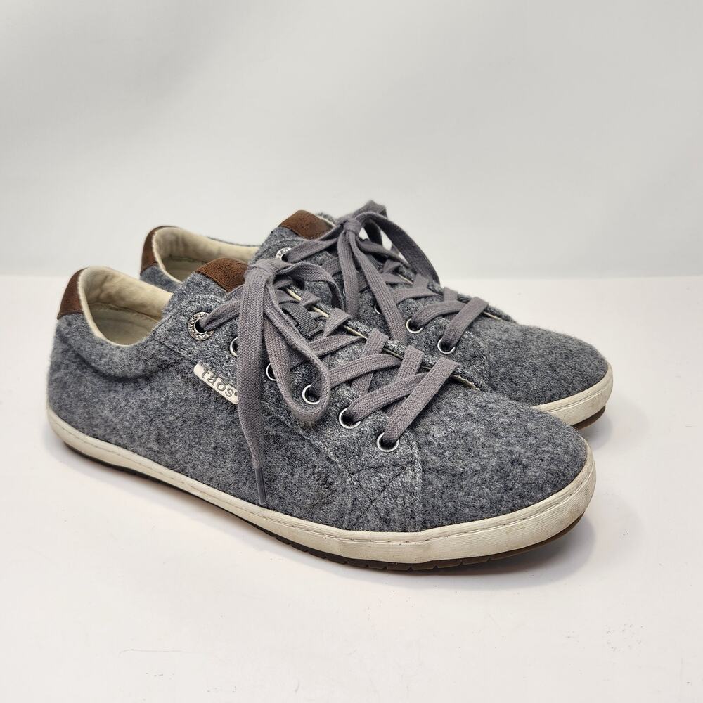 Taos Women Star Burst Gray Wool Sneakers Size 9 Casual Comfort Shoes Lace Up